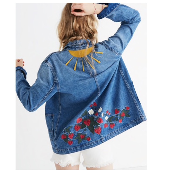 Madewell Jackets & Blazers - NWT Madewell Strawberry Embroidered Workwear Denim